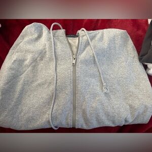 Brandy Melville Gray Oversized Zip-Up Hoodie